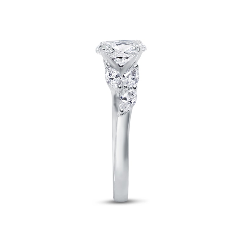 Oval Shape Marquise Side Lab Grown Diamond Engagement Ring view 4