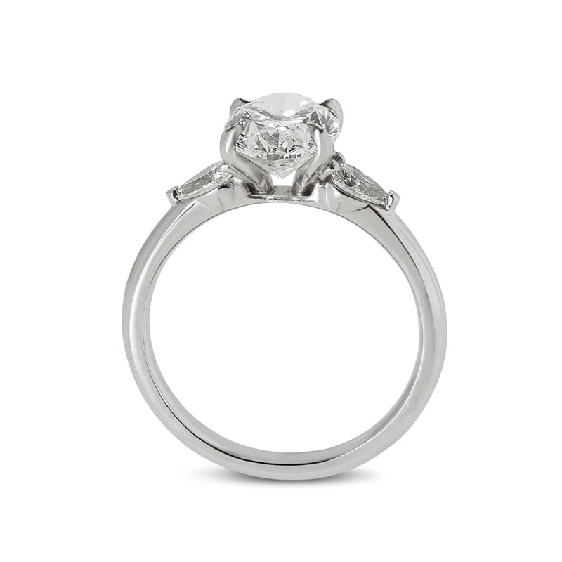 Oval Shape Pear Side Stones Diamond Engagement Ring view 3