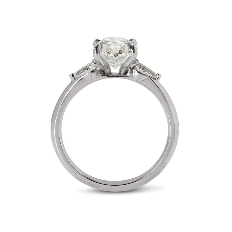 Oval Shape Pear Side Stones Diamond Engagement Ring view 5