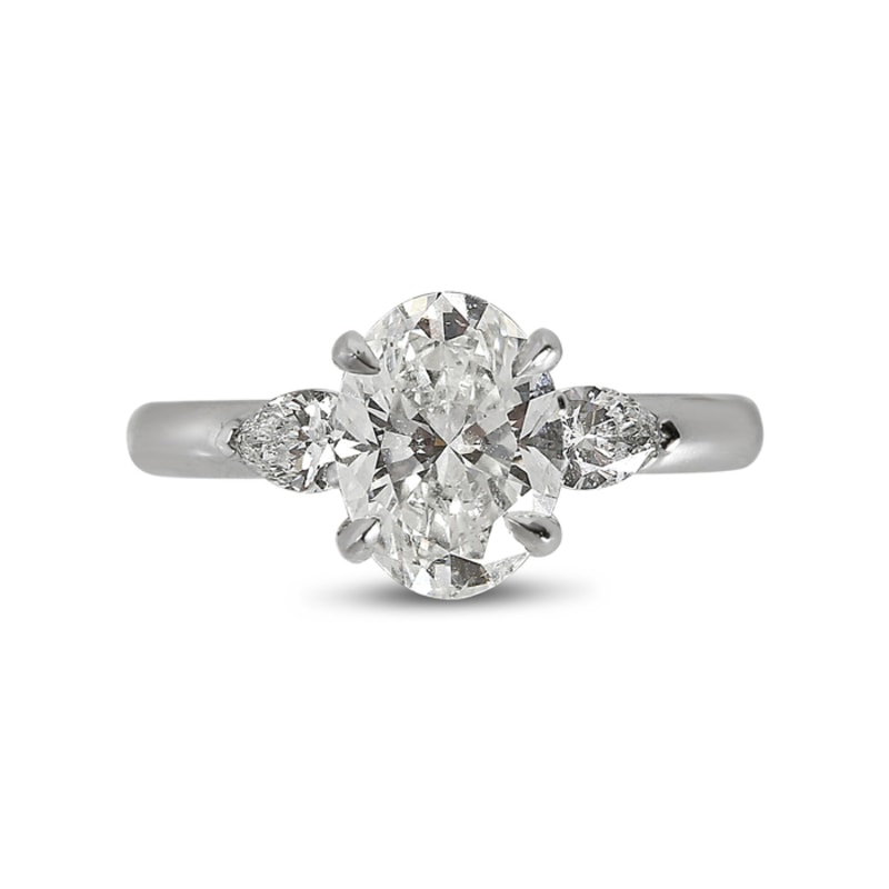 Oval Shape Pear Side Stones Diamond Engagement Ring view 1