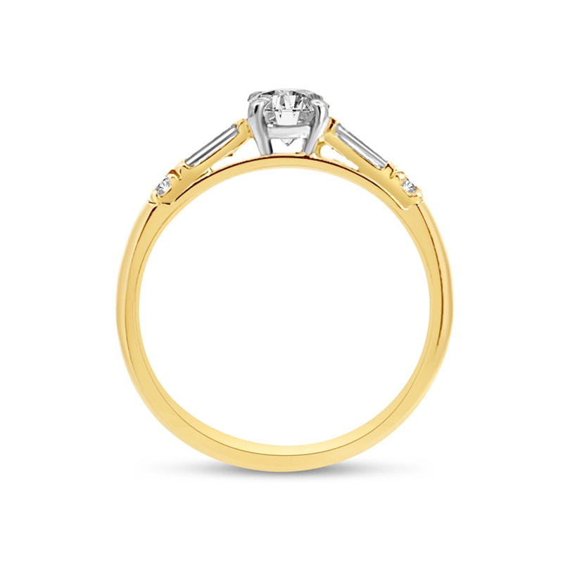 Round Shape and Tapered Baguettes Diamond Engagement Ring view 3