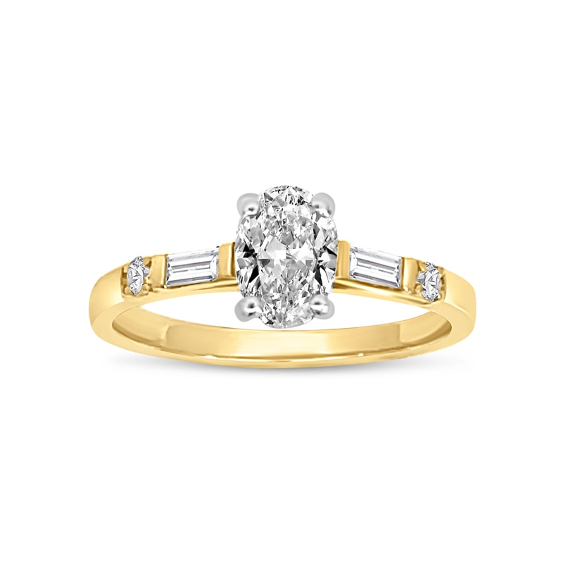 Round Shape and Tapered Baguettes Diamond Engagement Ring view 5