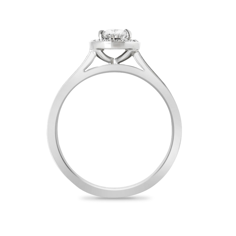 Oval Shape Pave Halo Lab Grown Diamond Engagement Ring view 3