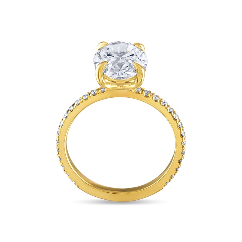 Oval Cut Lab Grown Diamond Set Band Engagement Ring view 3