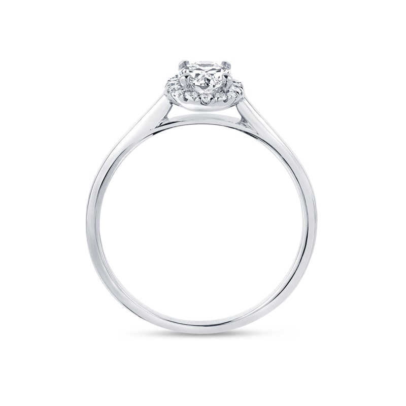 Oval Shape Lab Grown Plain Band Diamond Halo Engagement Ring view 3