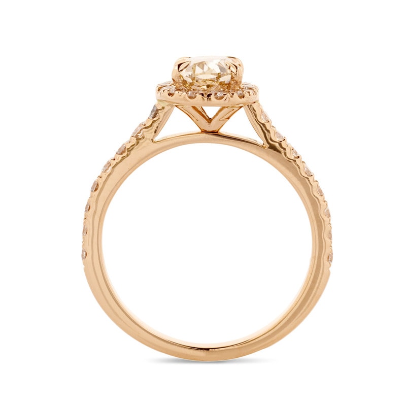 Rose Gold Champagne Oval Shape Diamond Halo Engagement Ring view 5