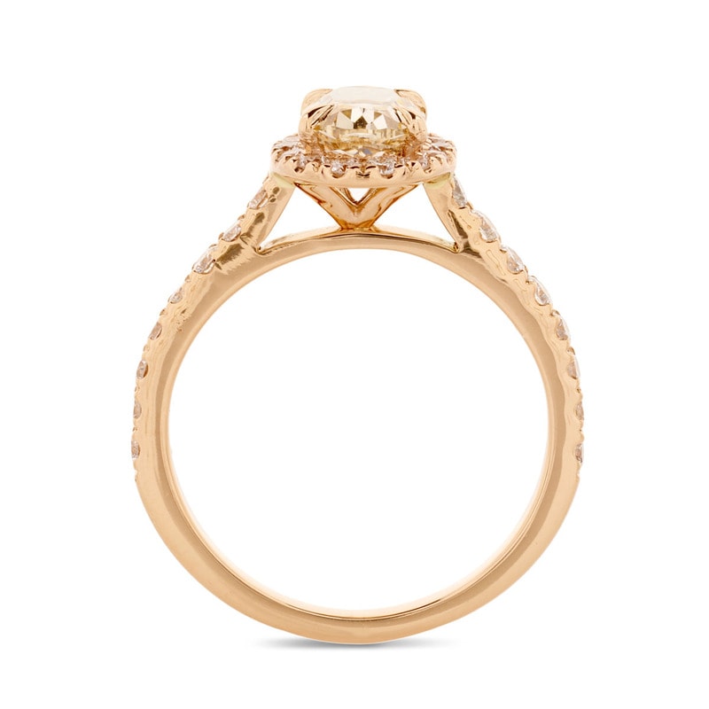 Rose Gold Champagne Oval Shape Diamond Halo Engagement Ring view 3