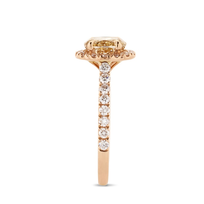Rose Gold Champagne Oval Shape Diamond Halo Engagement Ring view 4