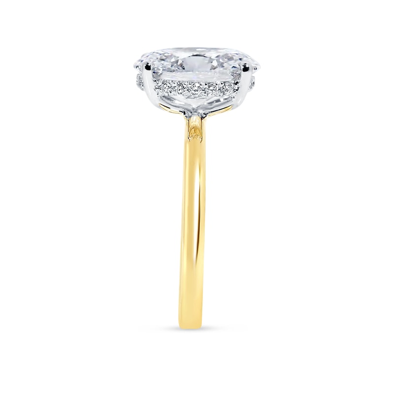 Hailey Bieber Oval Hidden Halo Solitaire Diamond Engagement Ring view 4