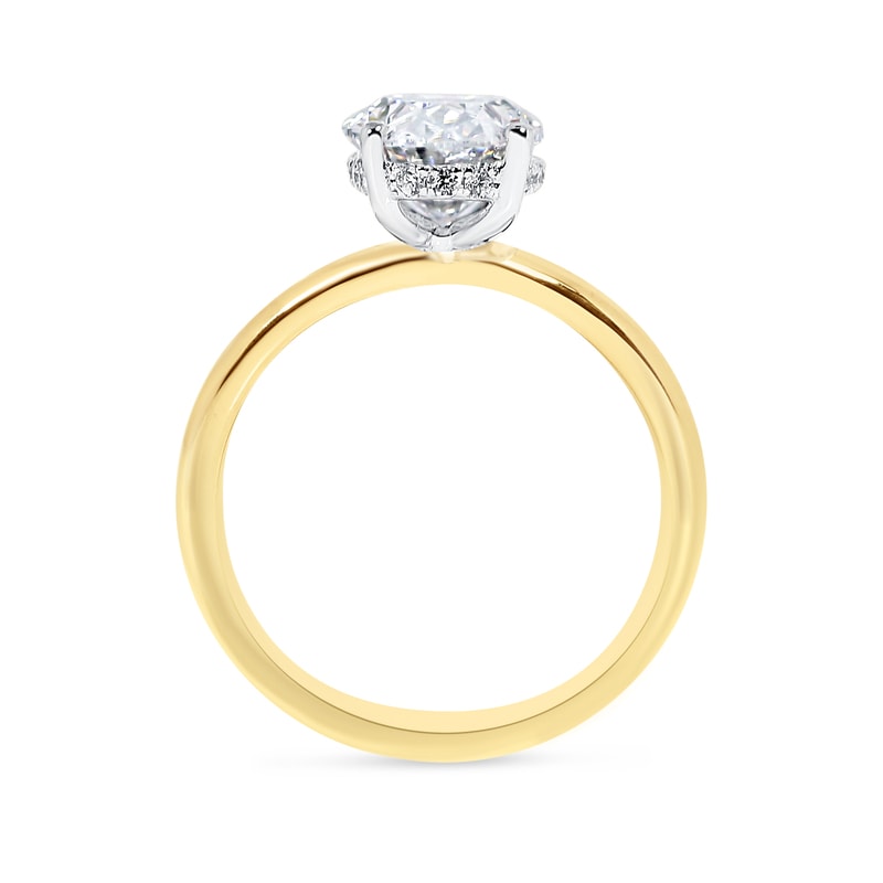 Hailey Bieber Oval Hidden Halo Solitaire Diamond Engagement Ring view 3