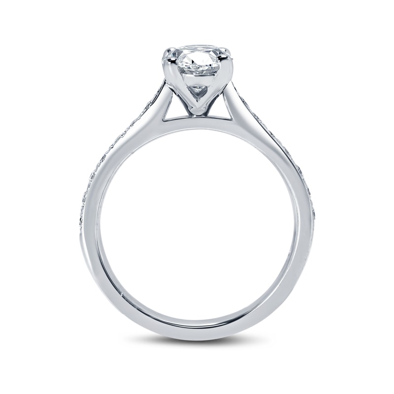 Oval Shape Pave Setting Diamond Engagement Ring view 3