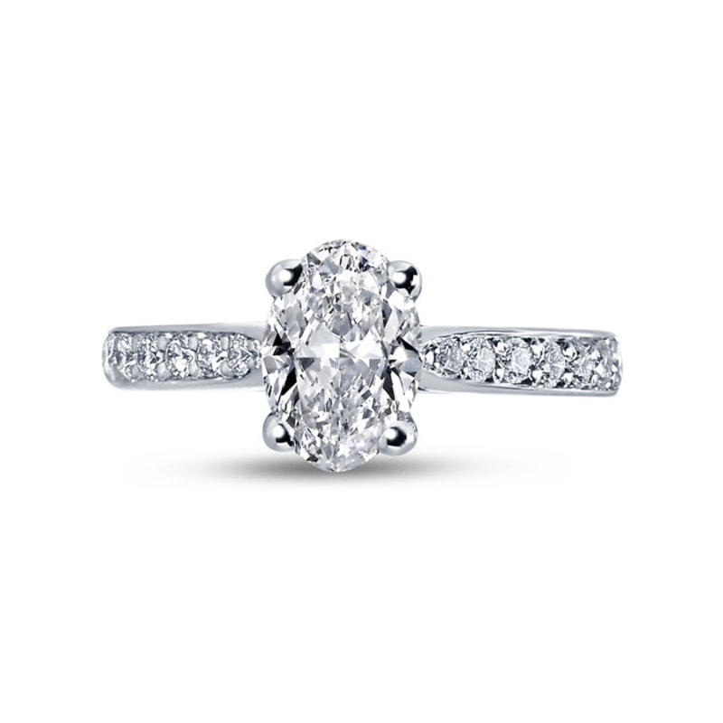Oval Shape Pave Setting Diamond Engagement Ring view 1
