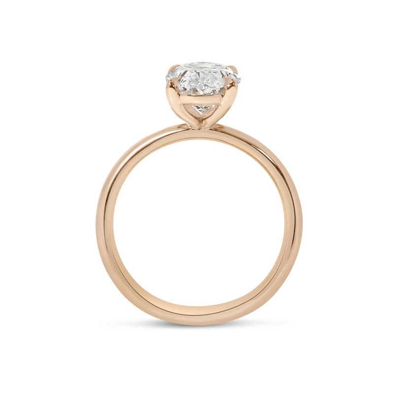 Oval Shape Rose Gold Solitaire Diamond Engagement Ring view 5