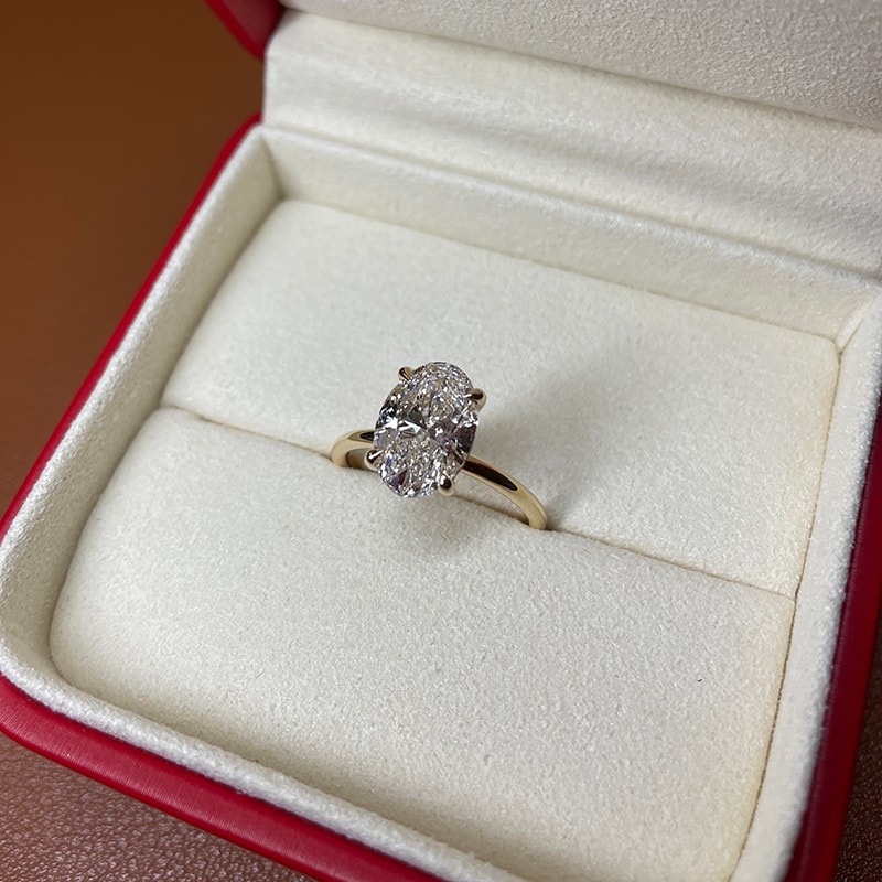 Oval Shape Rose Gold Solitaire Diamond Engagement Ring view 9