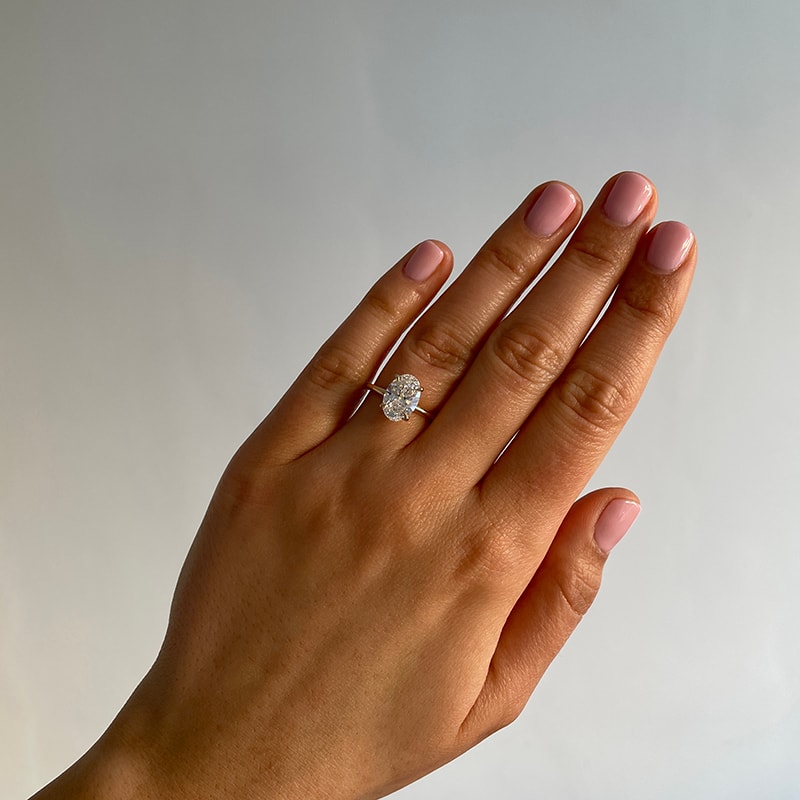 Oval Shape Rose Gold Solitaire Lab Grown Diamond Engagement Ring view 7
