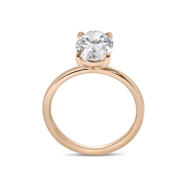 Oval Shape Rose Gold Solitaire Diamond Engagement Ring view 3