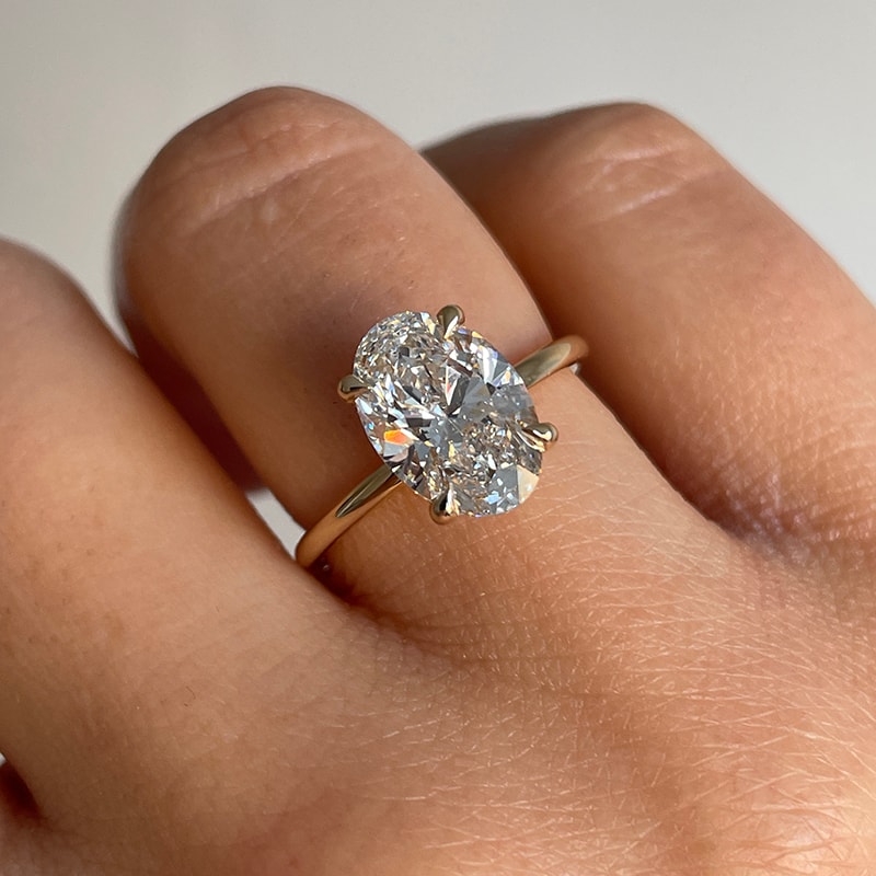 Oval Shape Rose Gold Solitaire Lab Grown Diamond Engagement Ring view 6