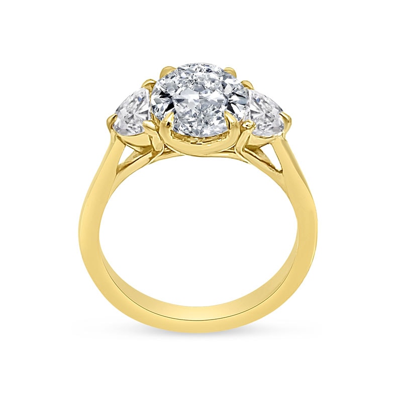 Oval Trilogy Half Moon Side Diamond Engagement Ring view 3