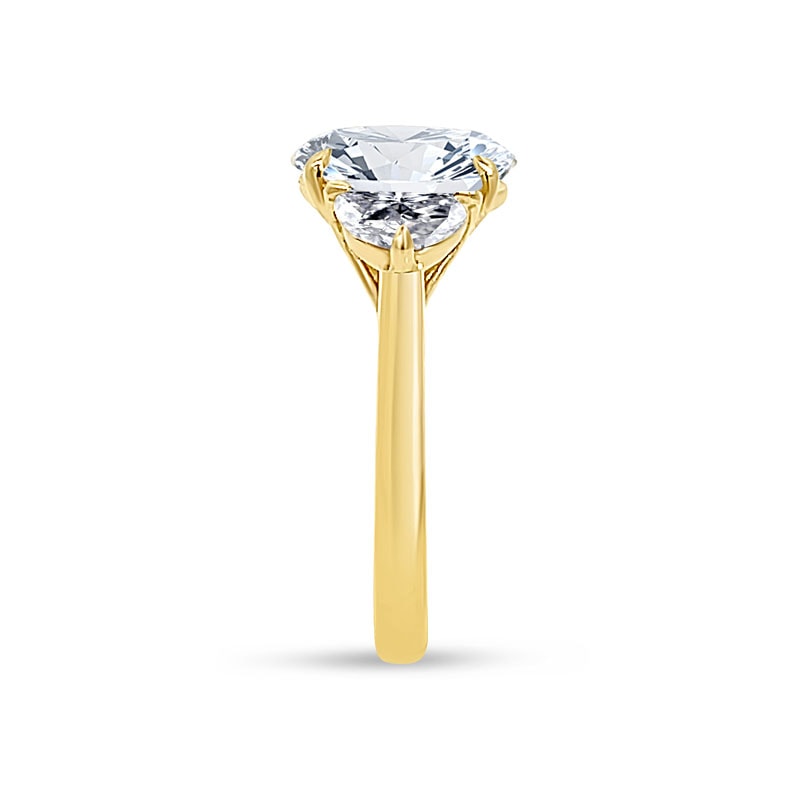 Oval Trilogy Half Moon Side Diamond Engagement Ring view 4