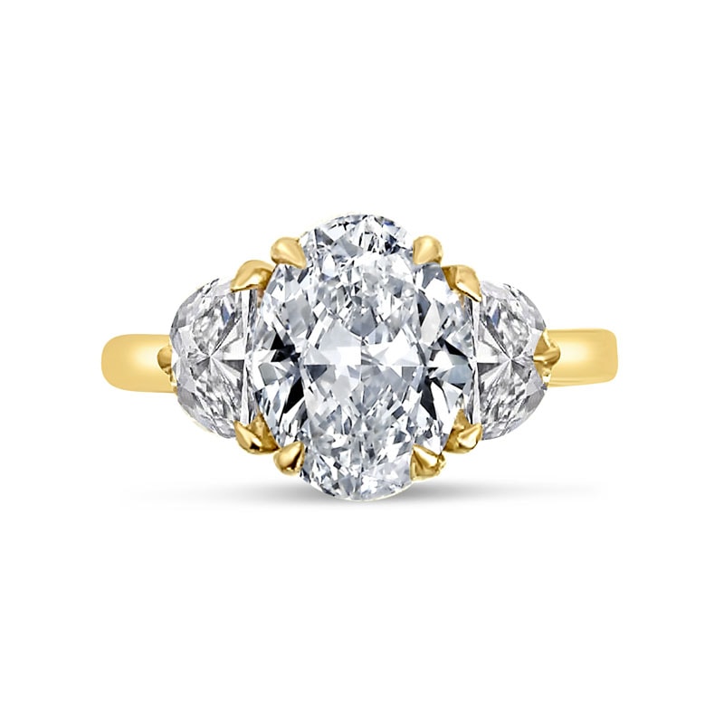 Oval Trilogy Half Moon Side Lab Grown Diamond Engagement Ring view 1