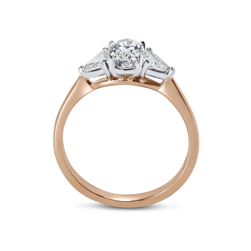 Oval Cut Side Trilliant Lab Grown Diamond Engagement Ring view 3