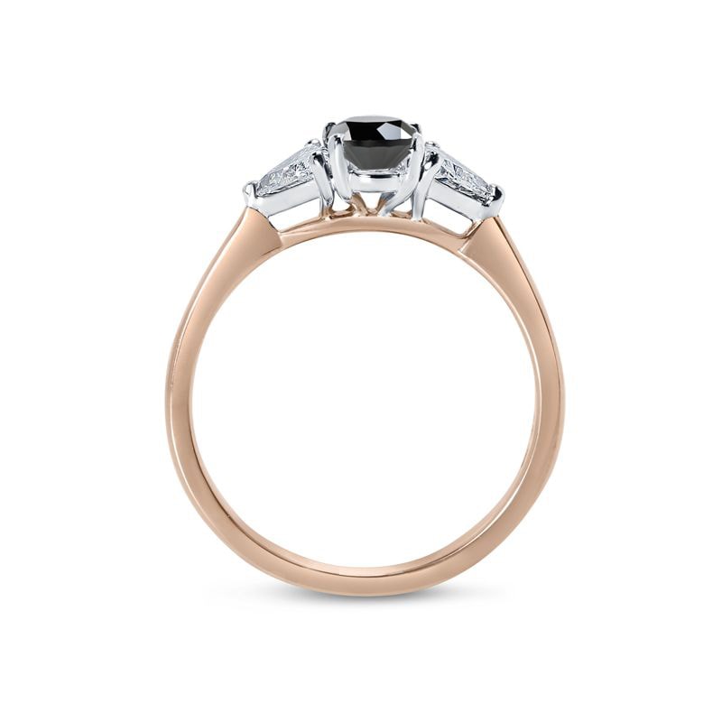 Black Diamond Oval Side Trilliant Engagement Ring view 5