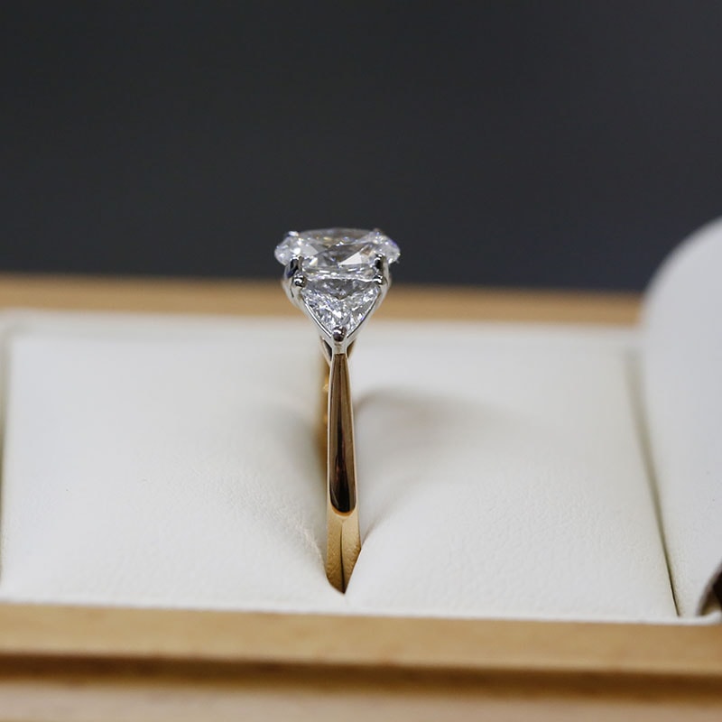 Oval Cut Side Trilliant Diamond Engagement Ring view 7