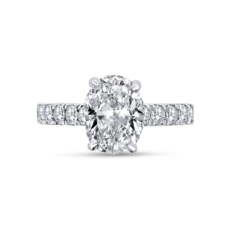 Oval Cut Thick Band Diamond Engagement Ring view 1