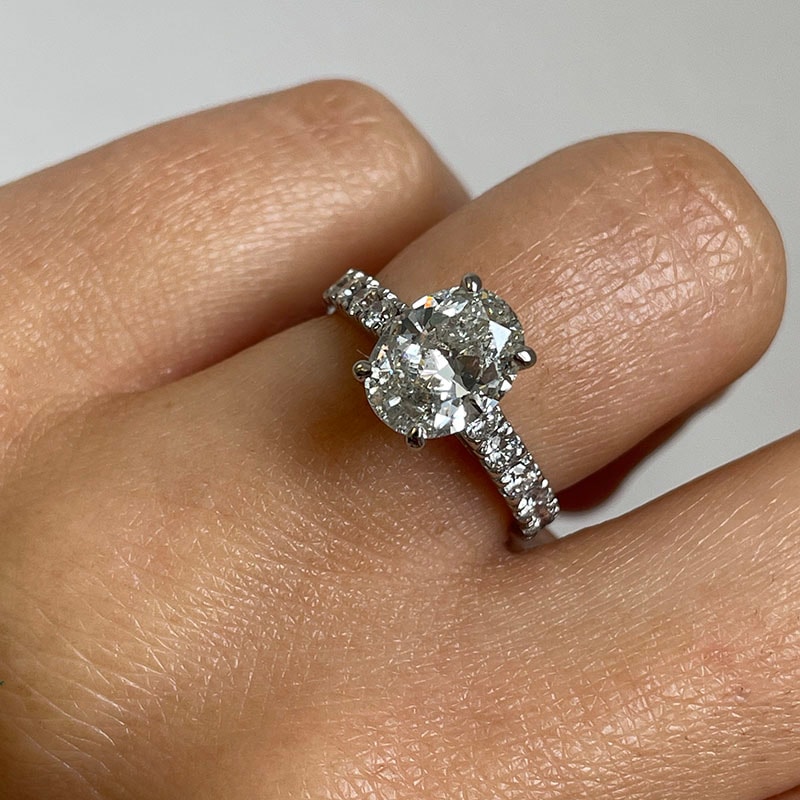 Oval Cut Thick Band Diamond Engagement Ring view 6