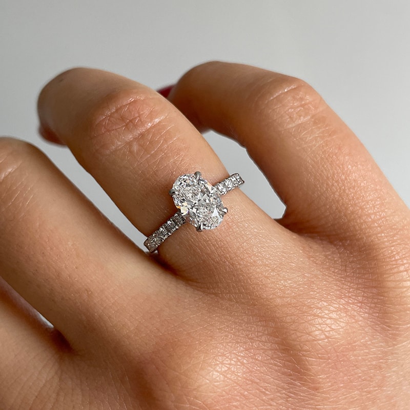 Oval Cut Thin Band Diamond Engagement Ring view 6