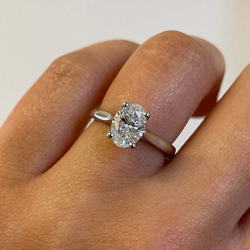 Oval Floating Solitaire Diamond Engagement Ring view 6