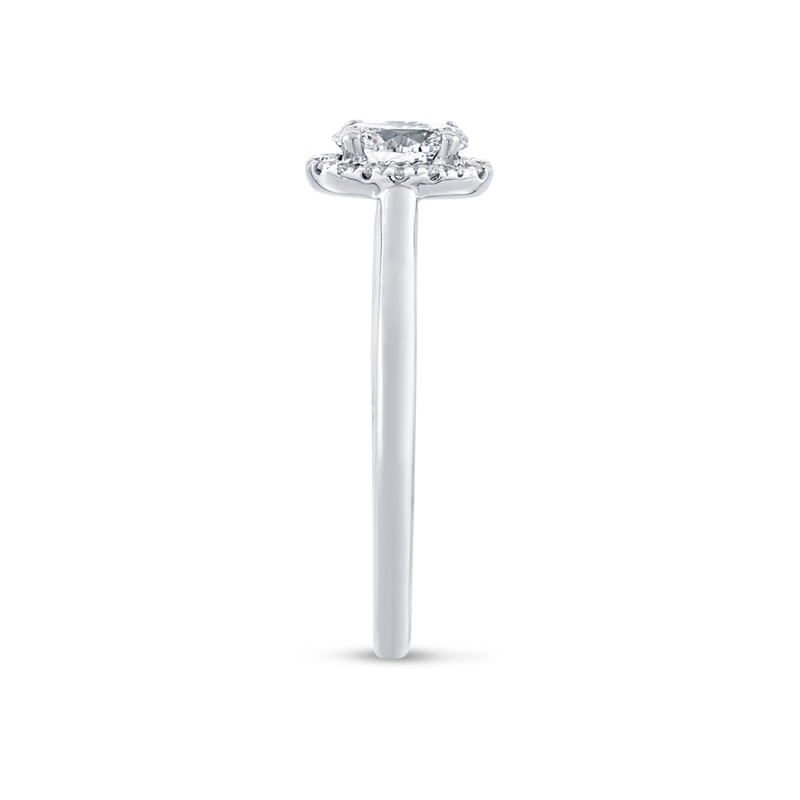 Oval Shape Plain Band Diamond Halo Engagement Ring view 4