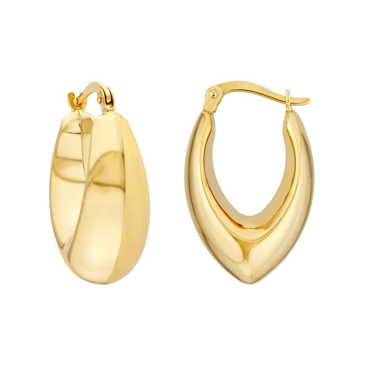 Oval Teardrop Gold Hoop Earrings view 1