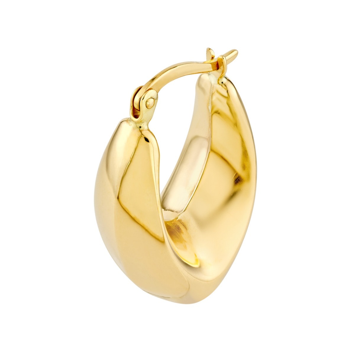 Oval Teardrop Gold Hoop Earrings view 3