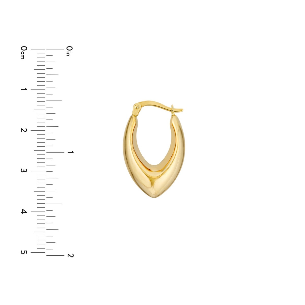 Oval Teardrop Gold Hoop Earrings view 4