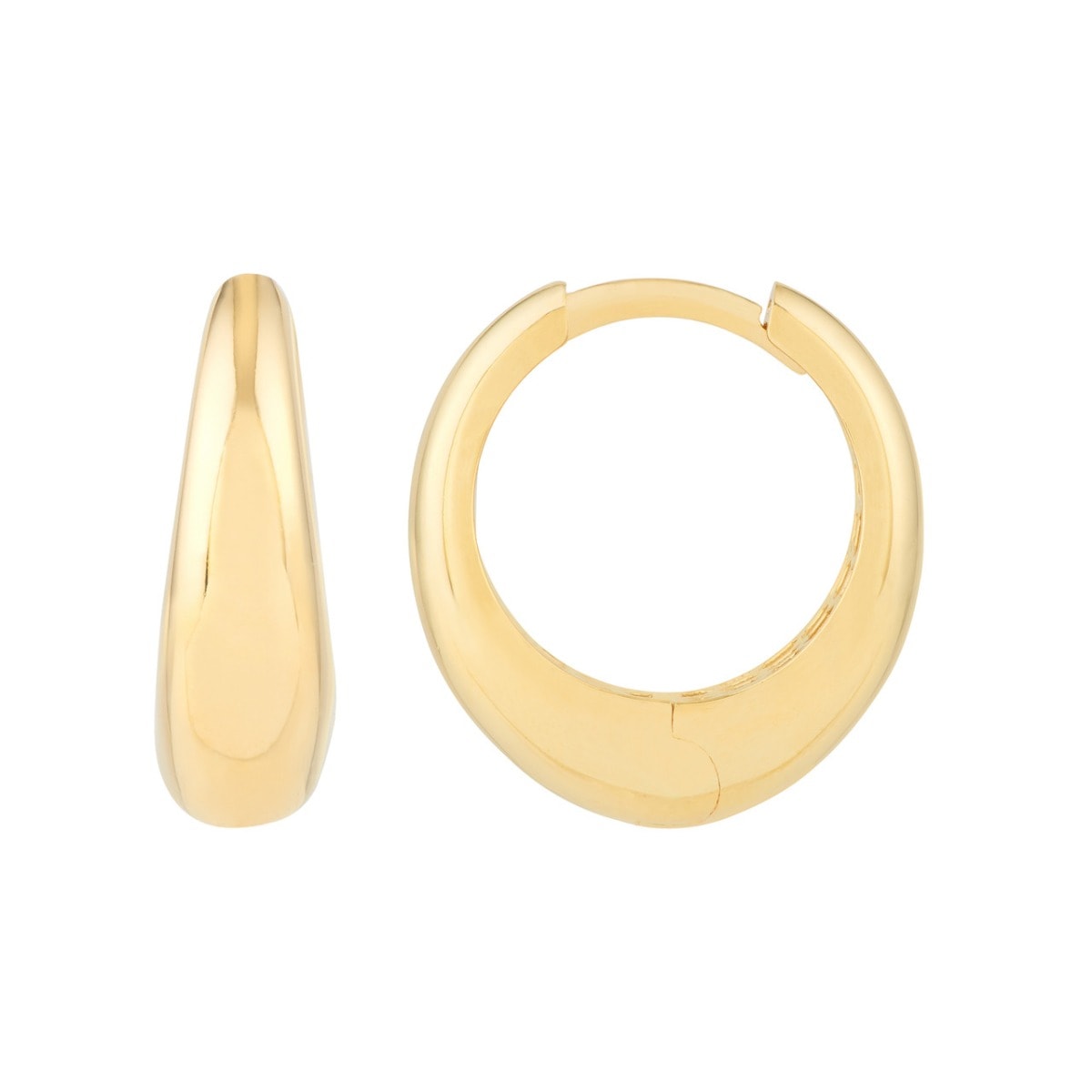 Oval Shape Gold Huggie Earrings view 1