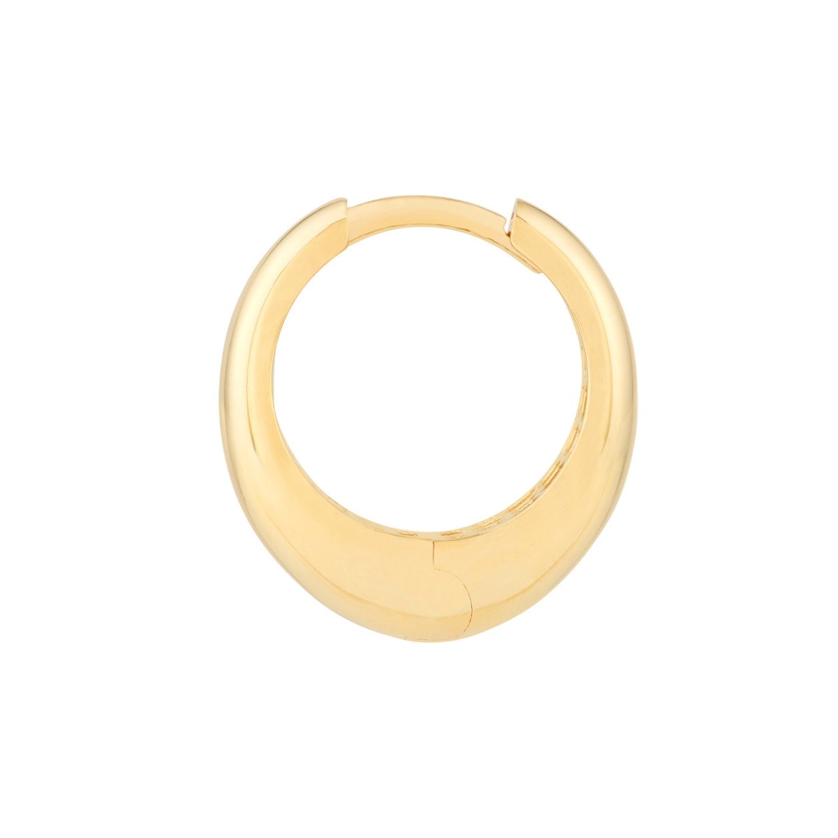 Oval Shape Gold Huggie Earrings view 2