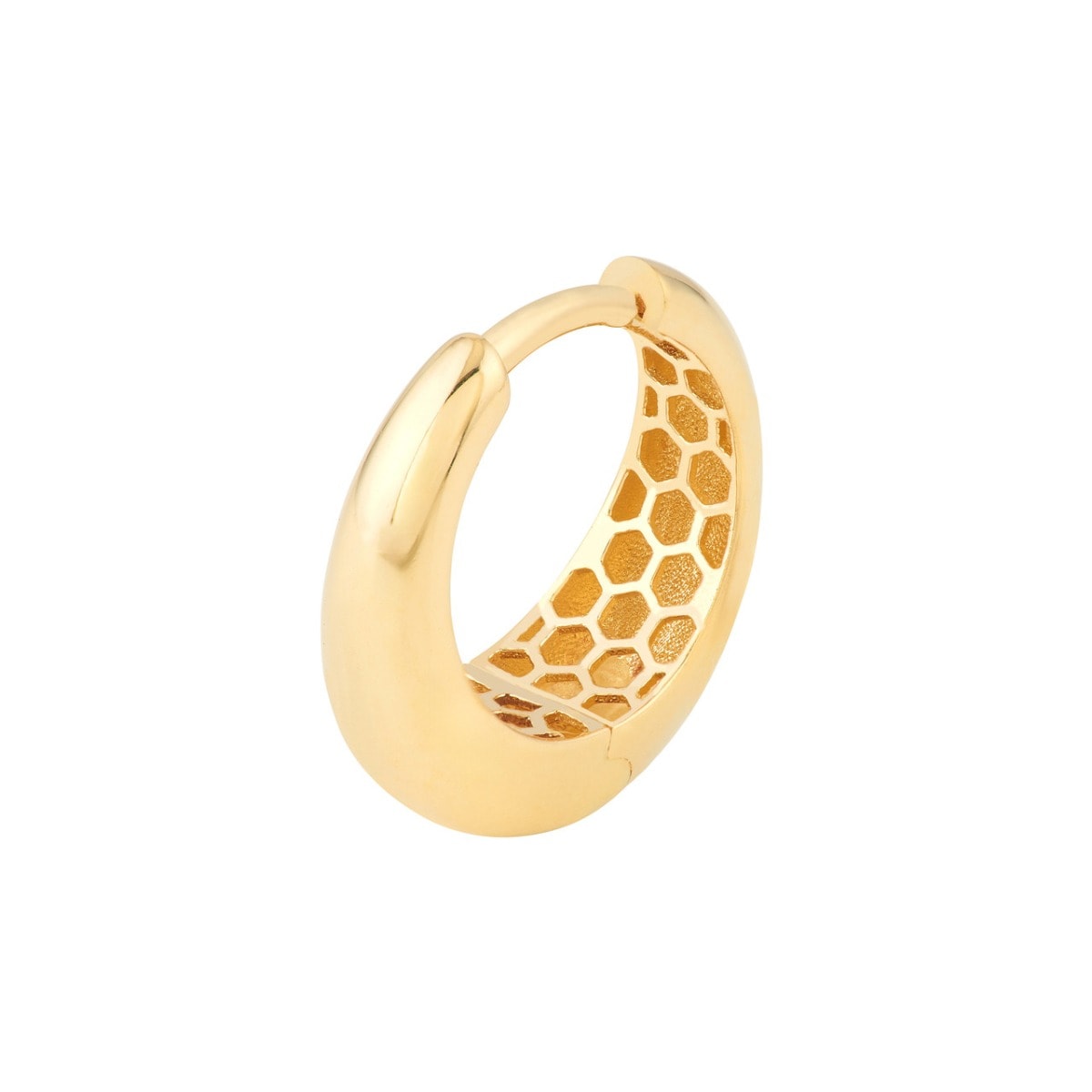 Oval Shape Gold Huggie Earrings view 3