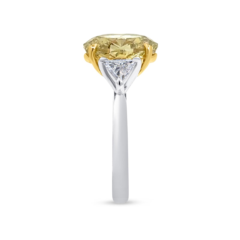 Yellow Oval Lab Grown Diamond Triangle Side Engagement Ring view 4