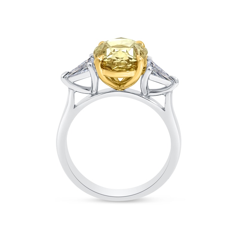 Yellow Oval Diamond Triangle Side Stones Engagement Ring view 3