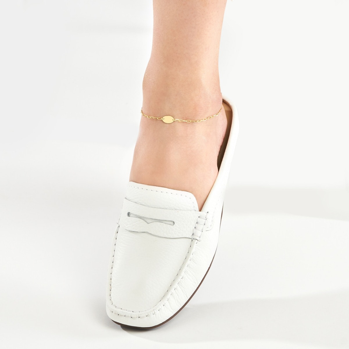 Paper Clip Anklet with Gold Plate view 2