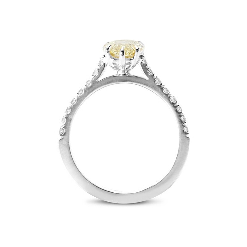 Pear Shape Platinum Yellow Diamond Engagement Ring view 5