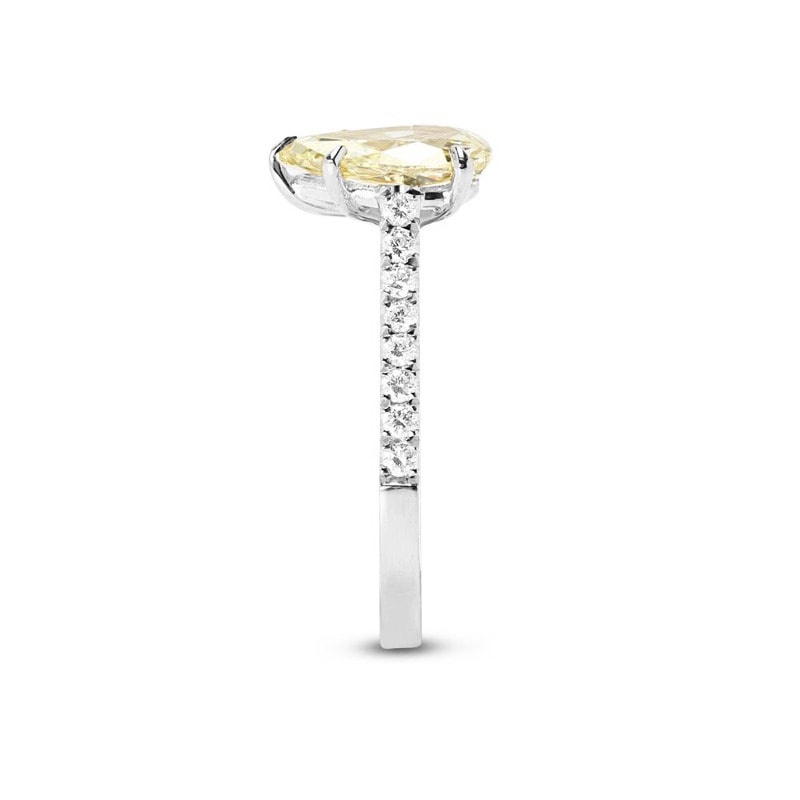 Pear Cut Lab-Grown Platinum Yellow Diamond Engagement Ring view 4