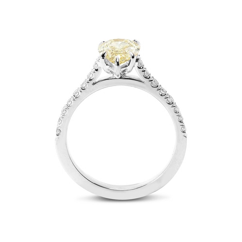 Pear Cut Lab-Grown Platinum Yellow Diamond Engagement Ring view 3