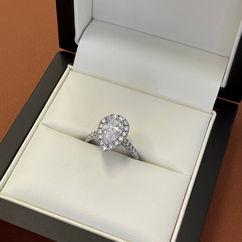 Pear Shape Diamond Halo Engagement Ring view 6