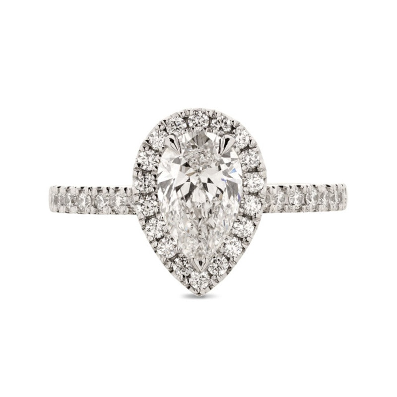 Pear Shape Diamond Halo Engagement Ring view 1