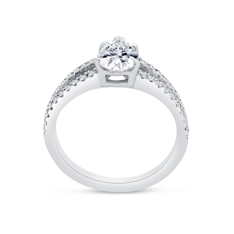 Pear Shape Micro Setting Split Shank Lab Grown Diamond Engagement Ring view 3
