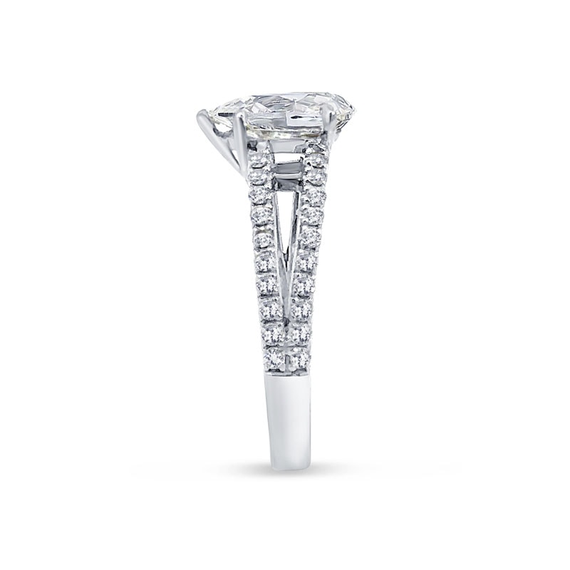 Pear Shape Micro Setting Split Shank Lab Grown Diamond Engagement Ring view 4