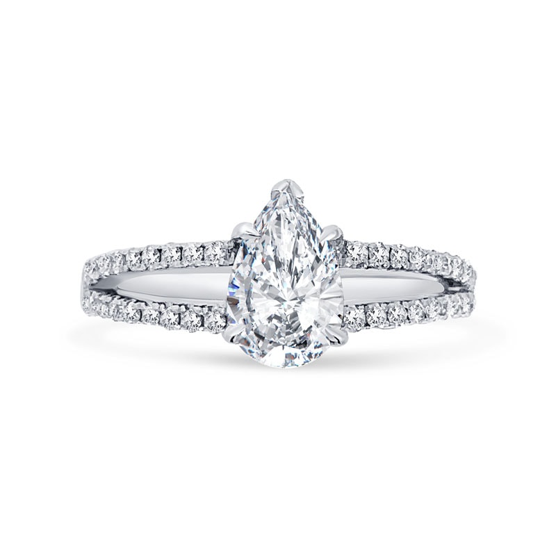 Pear Shape Micro Setting Split Shank Lab Grown Diamond Engagement Ring view 1