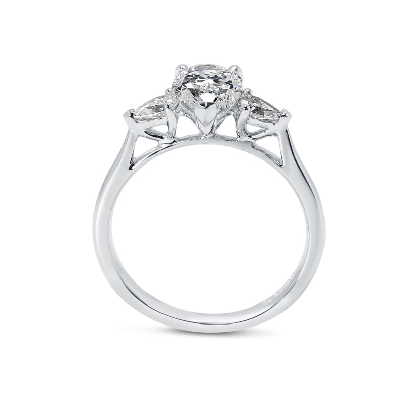 Pear Shape and Pear Cut Shoulder Stones Lab Grown Diamond Engagement Ring view 4